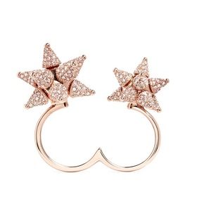 Atelier Swarovski Pink Kalix Two Finger Ring.